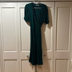 Reformation Emerald Green Crossover Dress
